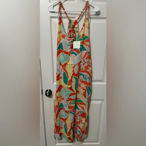 Cynthia Rowley Braided Neck Linen Blend Maxi Beach Cover Up Size M - Picture 5 of 12